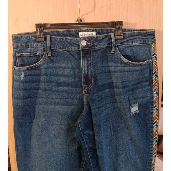 Knox Rose Jeans( 16)Womens Blue Pants Colors Chevron Pattern Side Legs High Rise - Picture 2 of 8